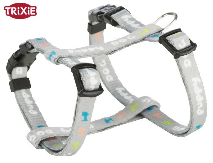Шлея с поводком для щенков TRIXIE Junior (светло-серый) (S-M 23-34 см/8 мм)