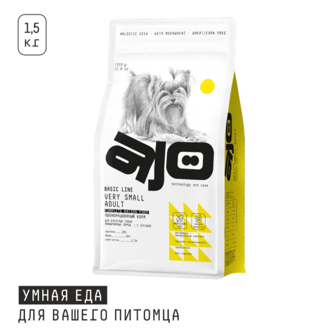 Сухой корм для собак миниатюрных пород AJO Basic Line Very Small Adult Dog (8 кг)