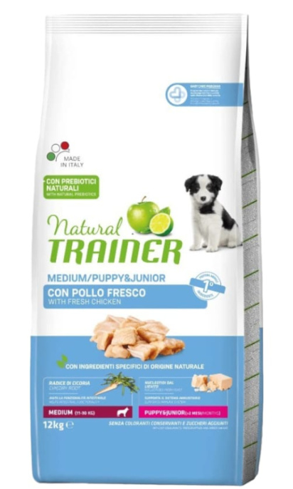 Сухой корм для щенков средних пород Trainer Natural Puppy&Junior Medium (курица) (3 кг)