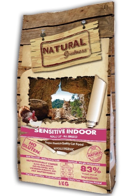 Сухой корм для кошек Natural Greatness Sensitive Indoor Recipe Adult (курица, индейка) (600 гр.)
