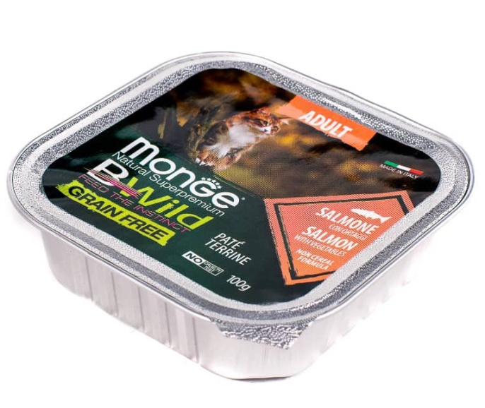 Паштет для кошек Monge Cat BWild Grain Free Codfish (лосось, овощи) (100 гр.)