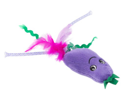 Игрушка для кошек Mr.Kranch Баклажанчик и Мышка плюшевая с кошачьей мятой и перышками фиолетовая