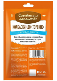 Лакомство для кошек "Деревенские лакомства", колбаски "Докторские" с нежным лососем