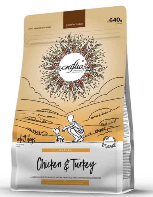 Сухой корм для собак Мини пород CRAFTIA NATURA Adult Mini (курица, индейка)