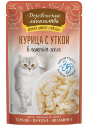 Влажный корм для кошек Деревенские лакомства Курица с уткой в нежном желе