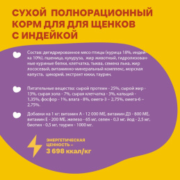 Сухой корм для щенков Хаппи Лаппи Puppy (индейка)