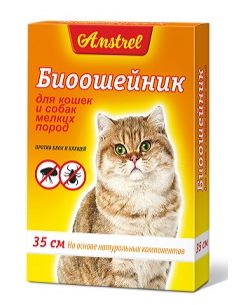 БИОошейник против блох и клещей для кошек и мелких собак "Amstrel" 35 см (белый)