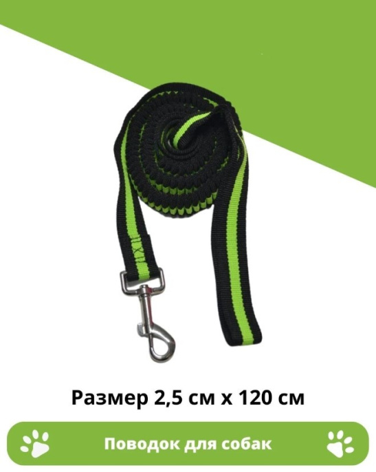 Поводок амортизирующий для собак Papa&Mama Pet 1.2 м (2,5х120 см)