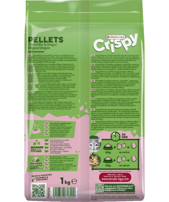 Корм для шиншилл и дегу Versele-Laga Crispy Pellets Chinchillas & Degus (1 кг)