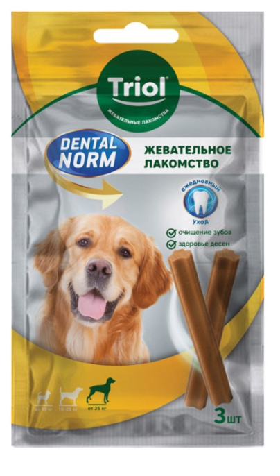 Triol Лакомство для собак крупных пород "Палочки жевательные" DENTAL NORM (120 гр.)