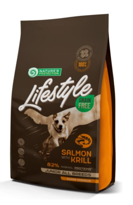 Сухой корм для щенков Nature's Protection Lifestyle Junior Dog (Лосось и криль) (1,5 кг)