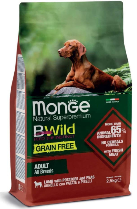 Сухой корм для собак Monge Dog BWild GF Adult All Breeds (ягненок) (15 кг)