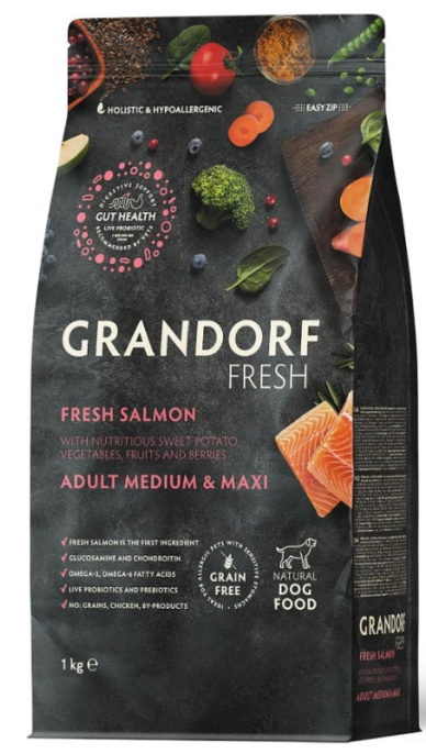 Сухой корм для собак средних и крупных пород GRANDORF Fresh Salmon&Sweet Potato Adult MEDIUM&MAXI BR (1 кг)