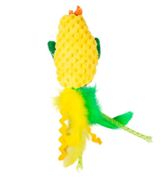 Игрушка для кошек Mr.Kranch Кукурузка и Мышка плюшевая с кошачьей мятой и перышками желтая