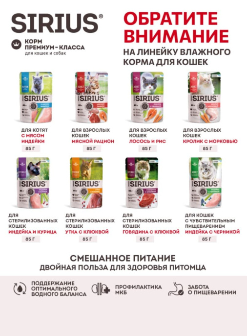 Сухой корм для котят Sirius Kitten (индейка)  (400 гр.)