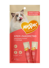 Крем-лакомство Мнямс для кошек с тунцом Кацуо и креветками