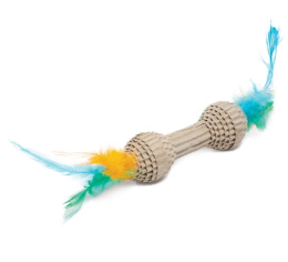 Игрушка для кошек из гофрокартона "Гантель с перьями" Triol