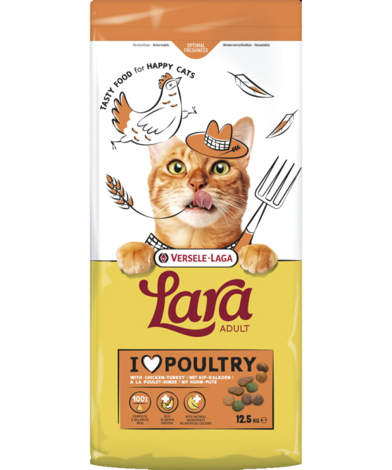 Сухой корм для кошек LARA (индейка, курица) (12.5 кг)
