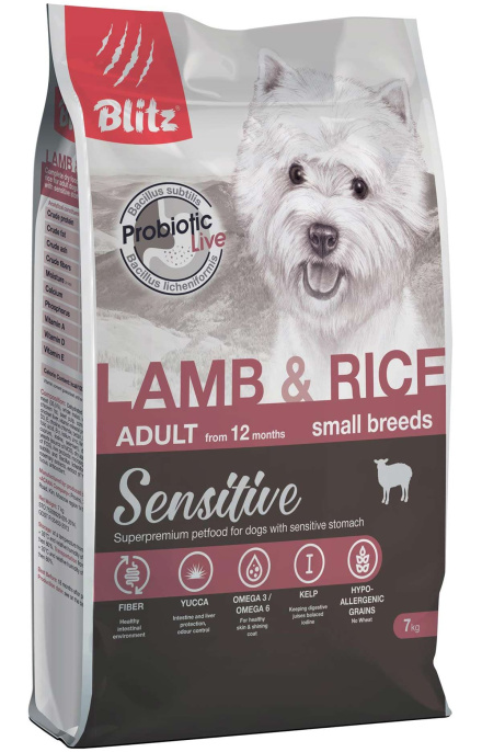 Сухой корм для собак Blitz Sensitive Adult Dog Small Breeds (ягненок, рис) (7 кг)
