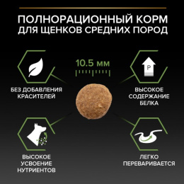 Сухой корм для щенков средних пород Pro Plan HEALTHY START Medium Puppy (курица)