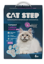 Наполнитель комкующийся минеральный CAT STEP Compact Carbon Power Plus, 6 л