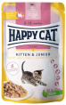 Влажный корм для котят Happy Cat LandGeflügel Kitten & Junior кусочки в соусе (птица) (85 гр)