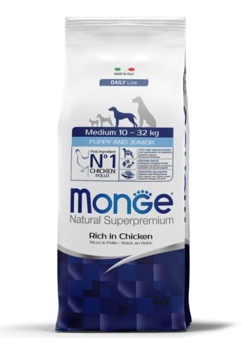 Сухой корм для щенков Monge Daily Line Medium Puppy & Junior (курица и рис) (12 кг)