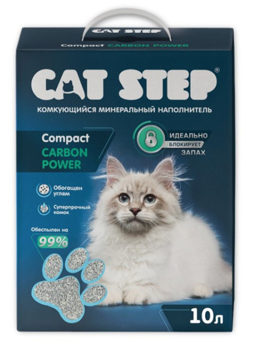 Наполнитель комкующийся минеральный CAT STEP Compact Carbon Power (10 л)