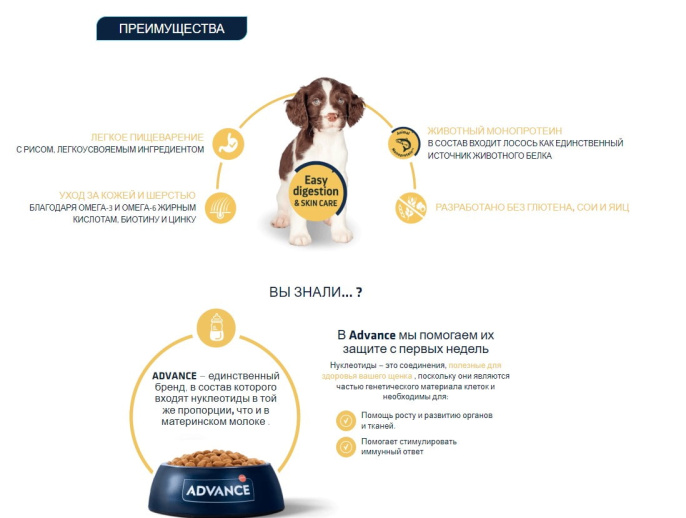 Сухой корм для щенков Advance Puppy Sensitive (лосось и рис) (0,7 кг)