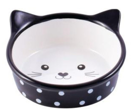 Миска для кошек Mr.Kranch керамическая Мордочка кошки 250 мл в горошек