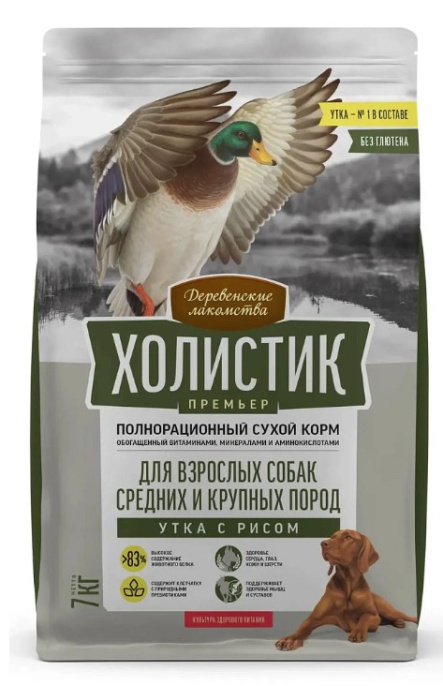 Сухой корм для собак Деревенские лакомства Холистик Премьер Medium & Large Adult Dog (утка, рис) (2 кг)
