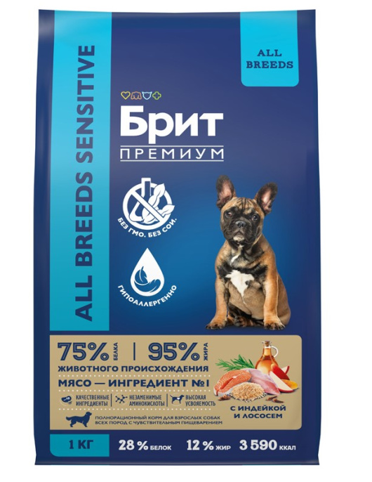 Сухой корм для собак Brit Premium Dog Adult Sensitive (лосось, индейка) (15 кг)
