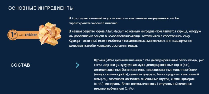 Сухой корм для собак средних пород Advance Dog Adult Medium (курица) (3 кг)