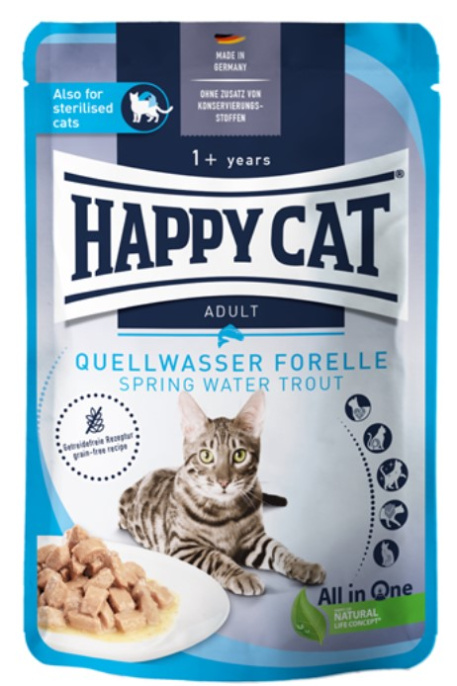 Влажный корм для кошек Happy Cat Culinary Meat in Sauce QuellwasserForelle Adult Cat кусочки в соусе (85 гр)