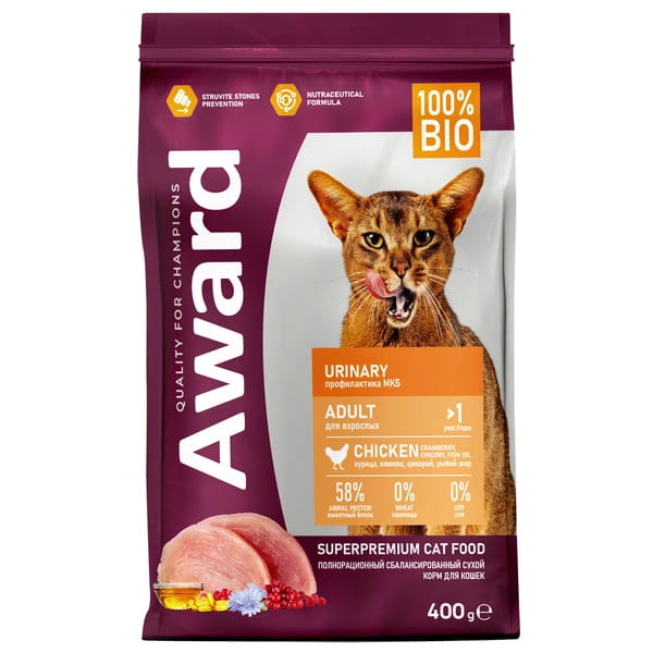 Сухой корм для кошек Award Cat Urinary (курица) (400 гр.)