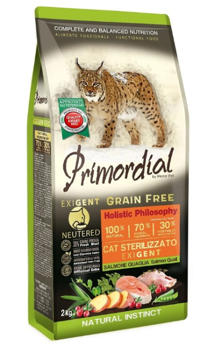 Сухой корм для стерилизованных кошек Primordial Cat Neutered Exigent Adult Cat (перепелка, лосось) (6 кг)