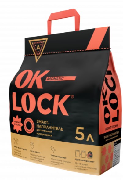 Наполнитель комкующийся растительный Ok-Lock (персик) (5 л)