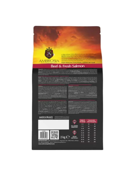 Сухой корм для собак Ambrosia Grain Free Dog Adult All Breed (говядина, лосось) (2 кг)
