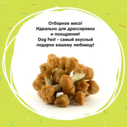 Лакомство для собак DOG FEST Куриные гантельки на жевательной палочке