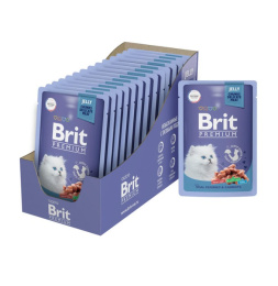 Влажный корм для котят Brit Premium Kitten (Телятина с морковью в желе)