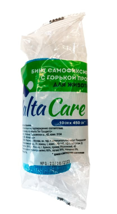 Бинт самофиксирующийся c горьким вкусом Valta Care Premium 10х450 см, голубой