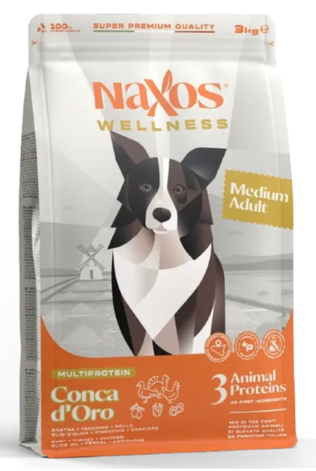 Сухой корм для собак средних пород Adragna Naxos Wellness Adult Medium (утка, курица, индейка) (3 кг)