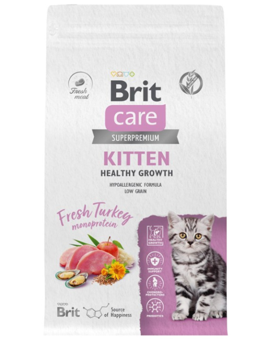 Сухой корм для котят Brit Care Cat Kitten Healthy Growth (индейка) (400 гр.)