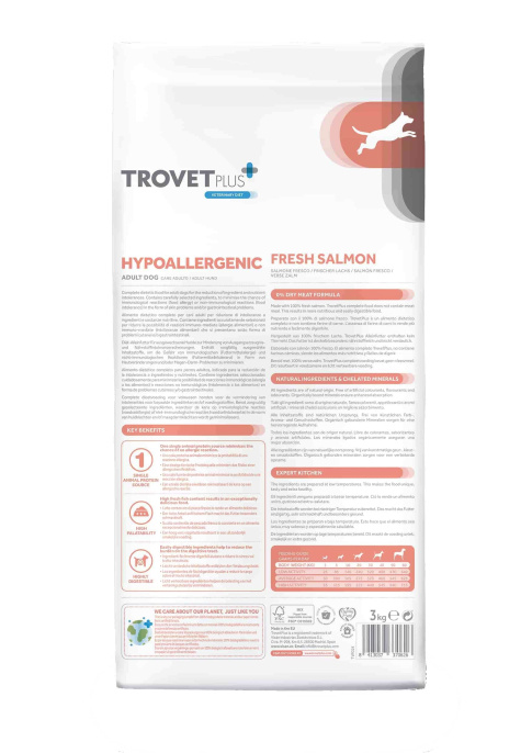 Сухой корм для собак Trovet Plus Hypoallergenic Vet Diet Adult (лосось) (3 кг)