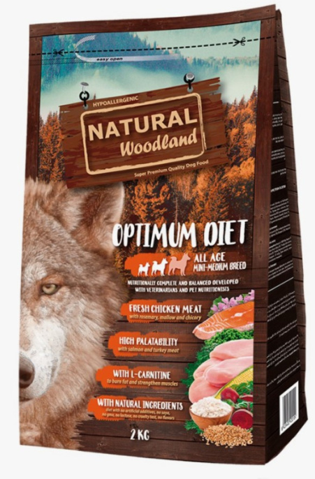 Сухой корм для собак Natural Woodland Optimum Mini & Medium All Age (индейка, курица) (2 кг)