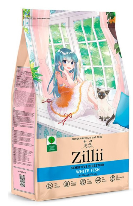 Сухой корм для кошек ZILLII Sensitive Digestion Adult Cat (белая рыба) (400 гр)