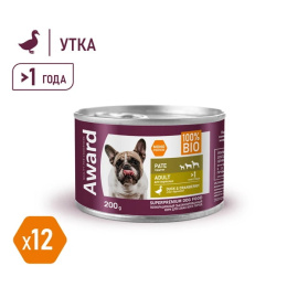 Паштет для собак Award Dog (утка с брусникой)