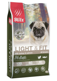 Сухой корм для собак Blitz Holistic Adult Light & Fit (индейка, лосось)