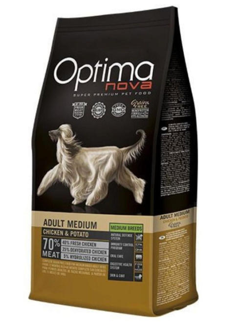 Сухой корм для собак средних пород Optima Nova Adult Medium (курица, картофель) (2 кг)