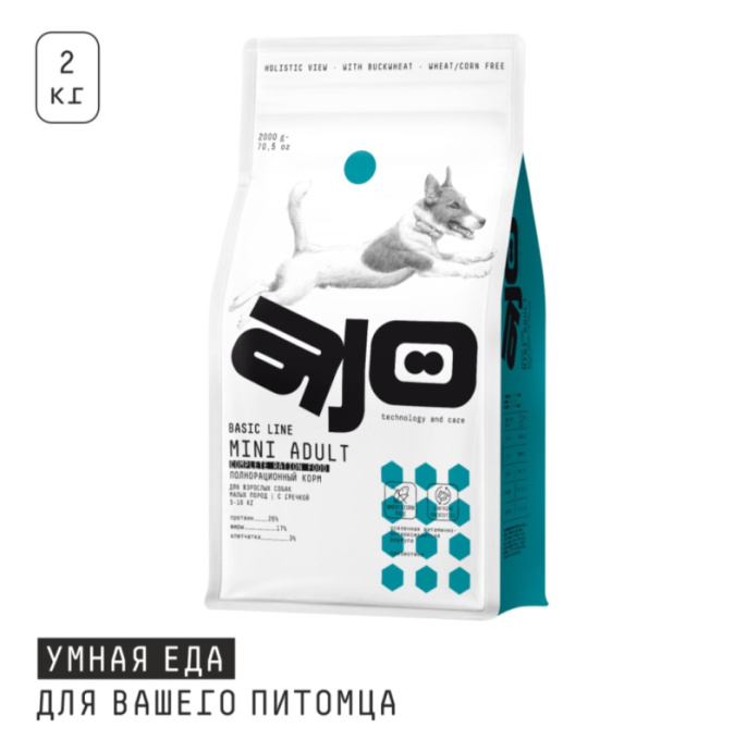 Сухой корм для собак мелких пород AJO Basic Line Mini Adult Dog (8 кг)